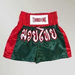 Muay Thai Mens Boxing Shorts Satin Red Green Grappling Cage Fighting Trunks Sz M